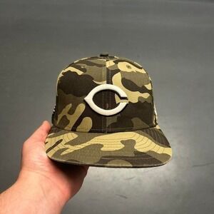 Cincinnati reds camo new era fitted hat cap Size 7 1/4